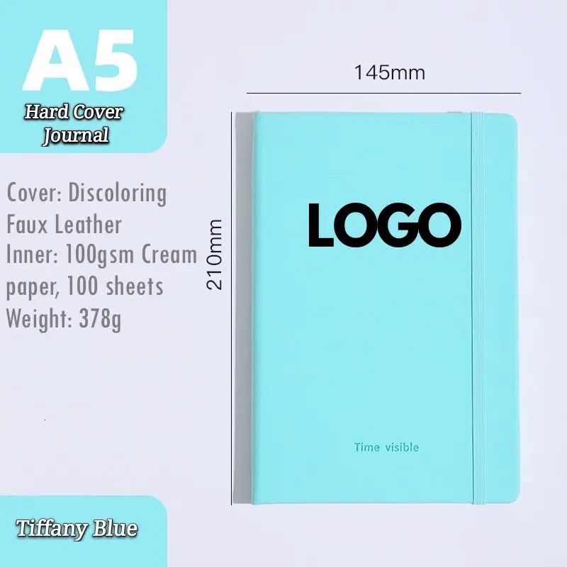 A5 Custom Logo PU Leather Self Care Journal Undated Daily Monthly Planner Corporate Use Promotional Hardcover Notebook