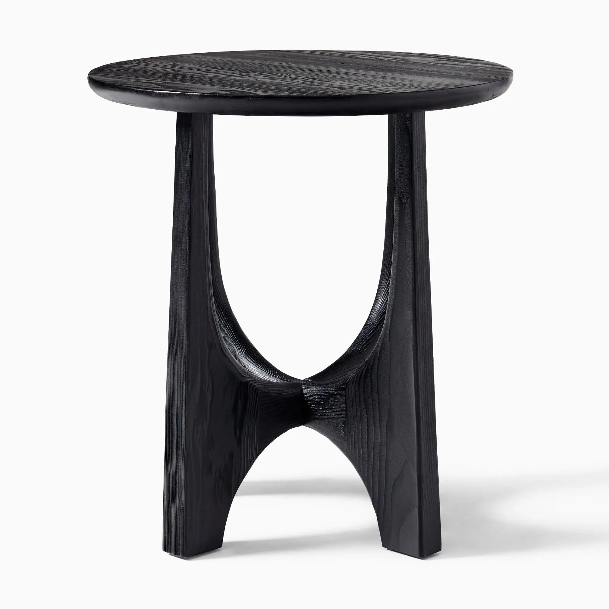 Mango wooden round side tables small & large set of 2 black & natural