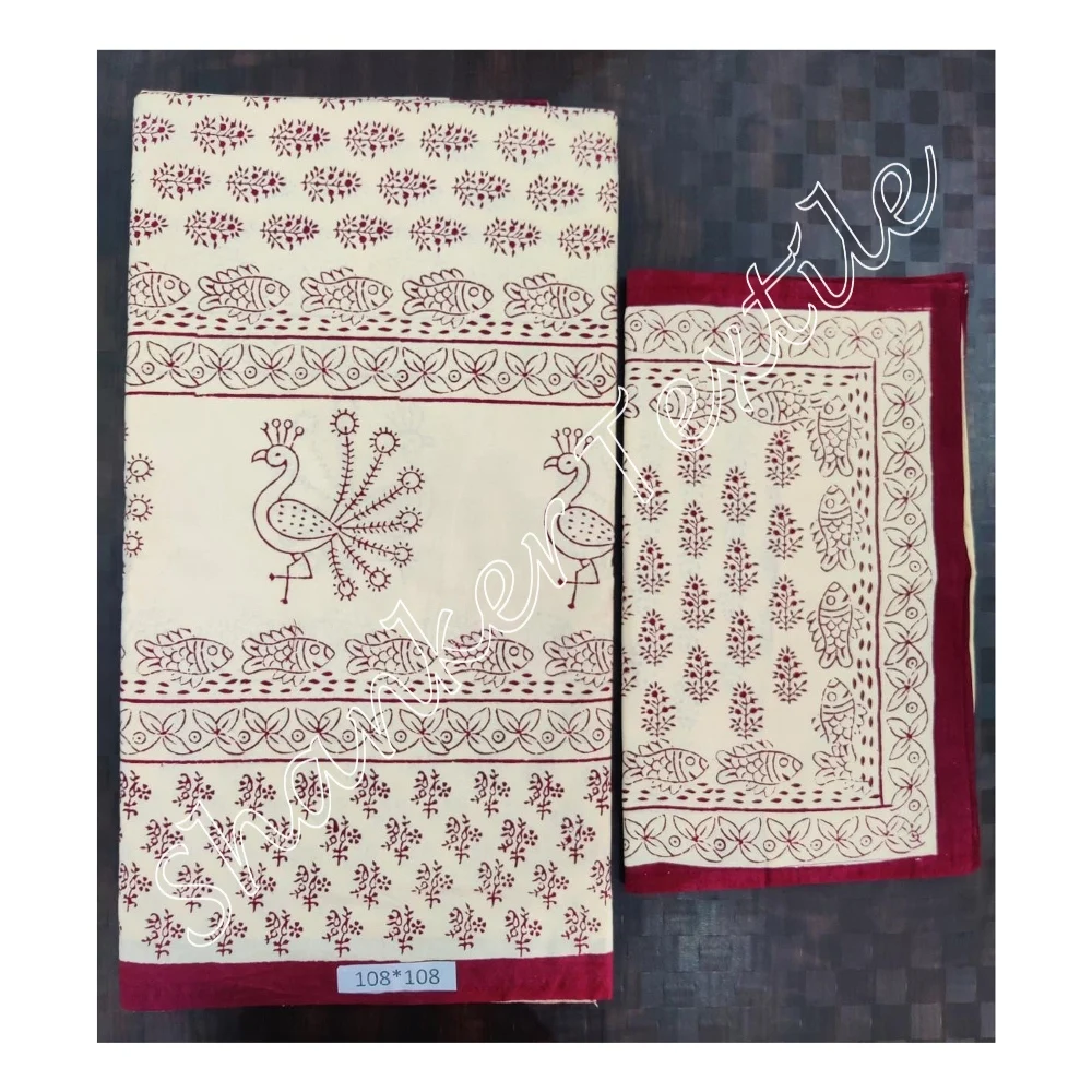 New Print Classic Indian Handmade King Size 108x108 Cotton Premium Cotton Bedsheet With Pillow Cover Set