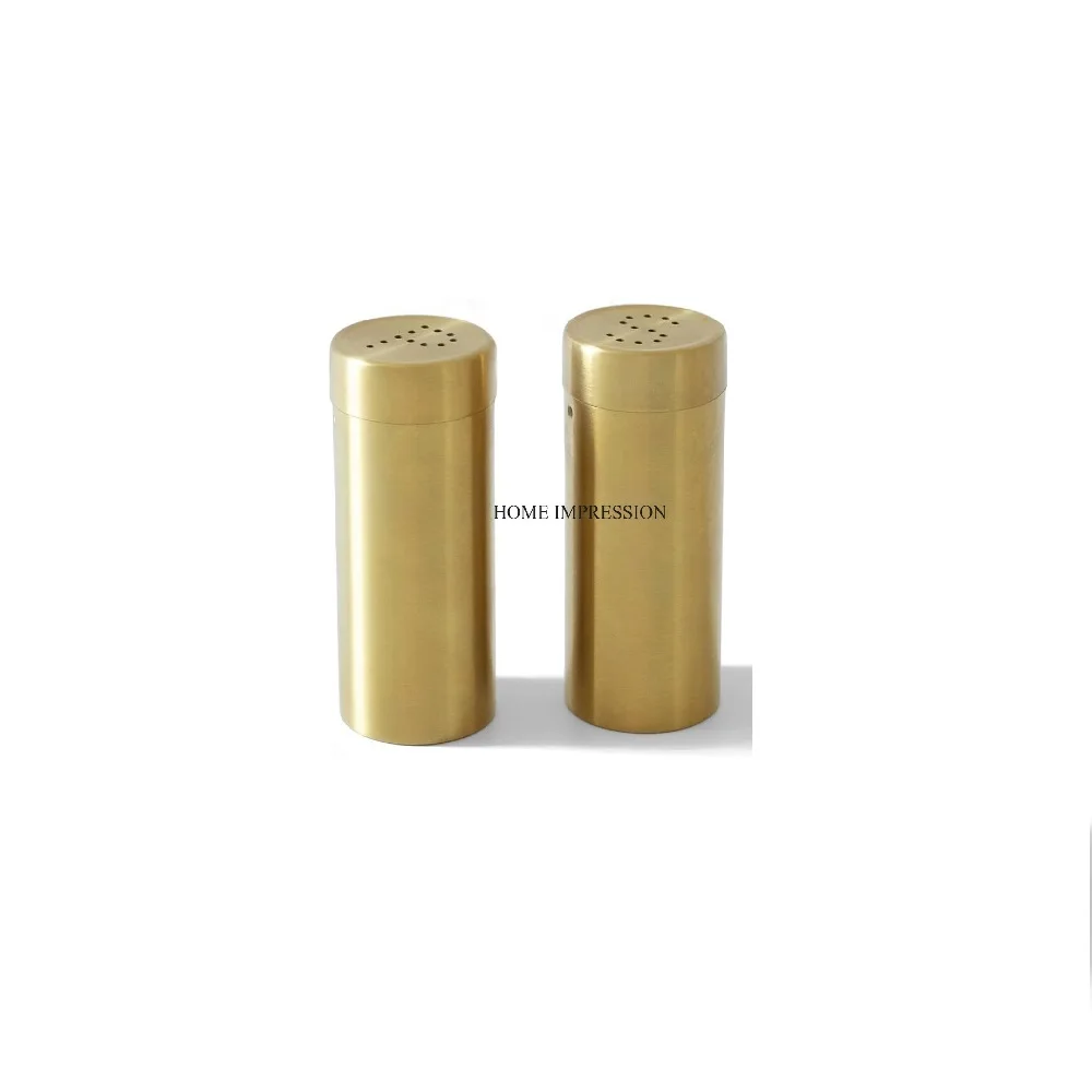 Cylendrical Shape Gold Plated Heavy Duty Metal Made Salt And Pepper Grinder Mill Set Tools Kitchenware Accessories From India