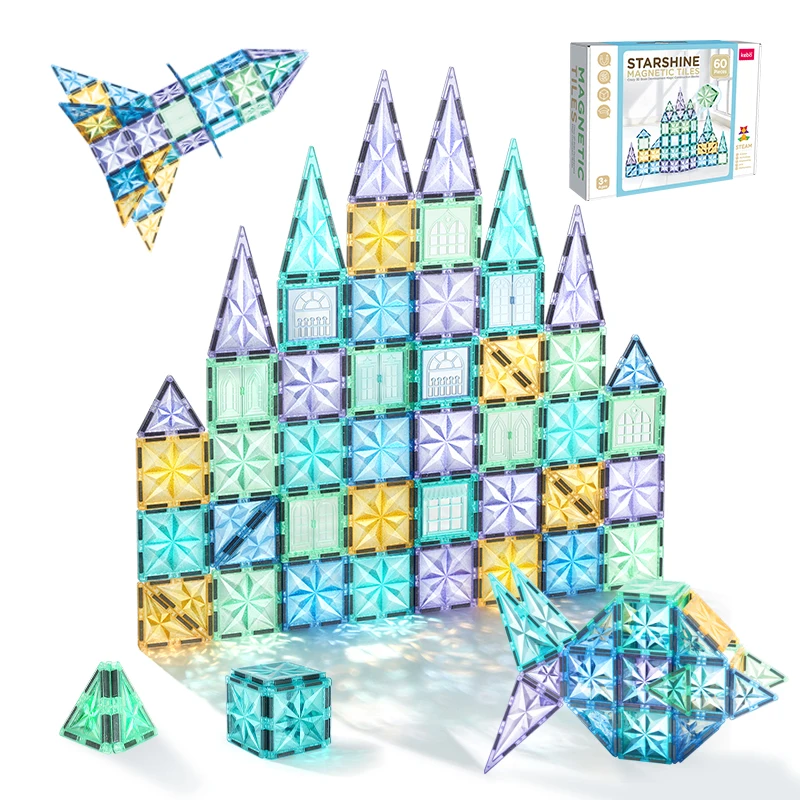 2024 New Products STEM Science Magnet Building Blocks Toy Intelligent Colored Marble Race Run Magnetic Tiles For Kids