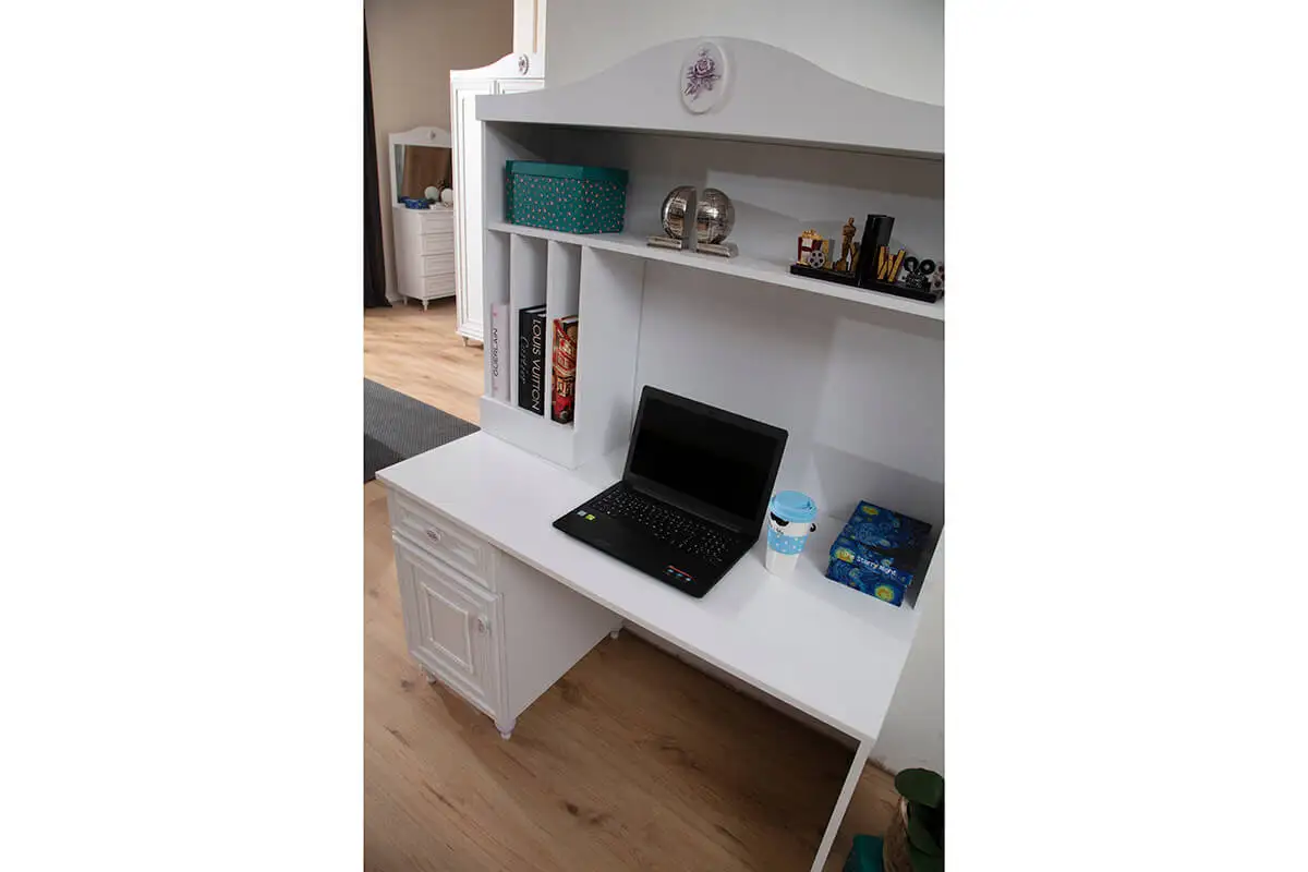 Economic Cheap Kid Teen Bedroom Furniture Set Natural Modern Functional Hygienic Wardrobe Study Desk (ider Bianca)