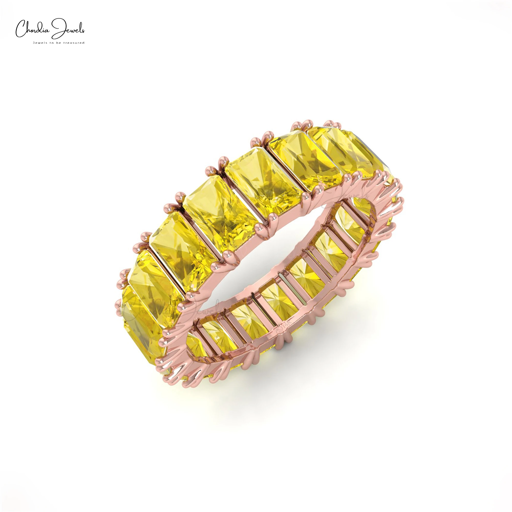 100% Natural Yellow Sapphire Eternity Ring Solid Gold Full Band Sapphire Ring Handmade Custom Jewelry Women Men Gifts Wholesaler