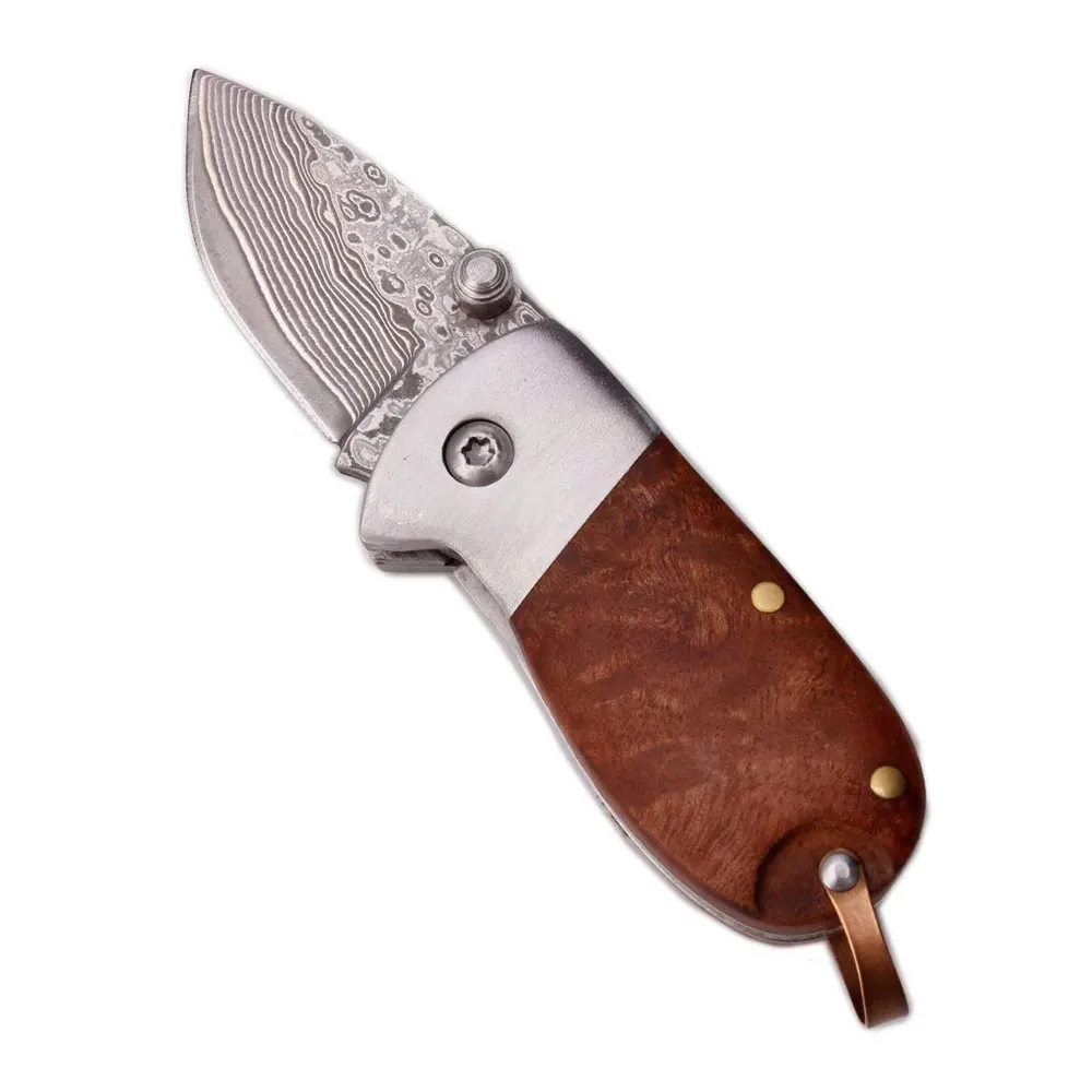 Knife mini ring keychain Gift handmade Tactical fixed Damascus blade survival hunting knife keychains