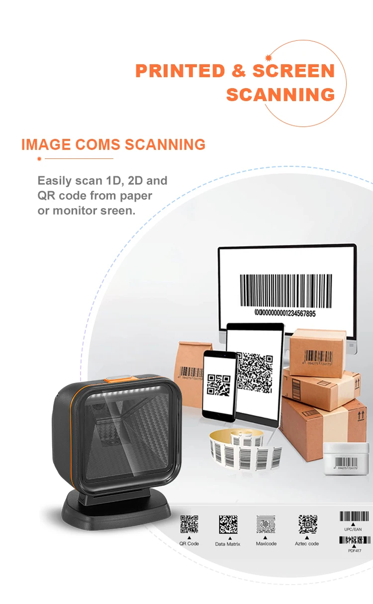 Syble Hot sale item XB-PS80H 2D Omnidirectional Barcode Scanner 1D 2D QR Code Desktop Bar Code Reader for Supermarket Store