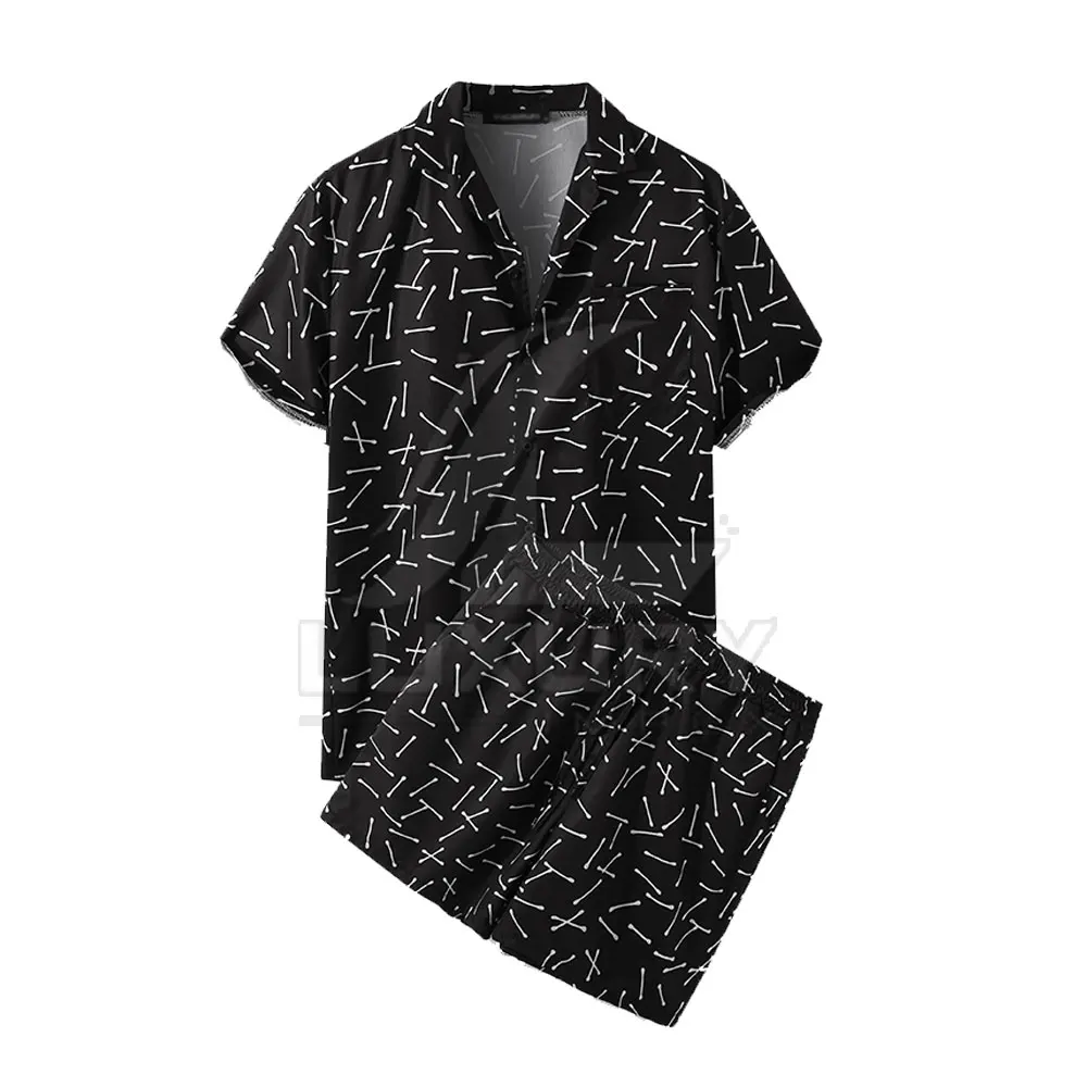 Custom Printed Men Shirt And Short Twin Sets Casual Button Down Beach Wear Short Sleeve twin set