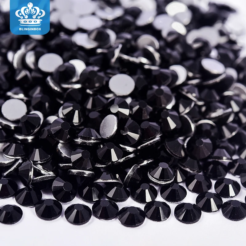 Blinginbox Factory Price P02 Jet black SS3-SS30 Crystal Non Hotfix Rhinestone For Nail Art DIY Crafts Decorations