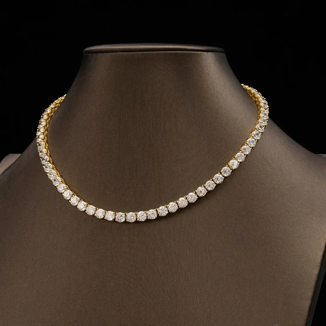 Factory Wholesale Vvs Iced Out Moissanite Diamond Real Gold Solid Gold Tennis Chain Bracelet 6mm 7mm 8mm 9mm Custom 10k 14k Gold