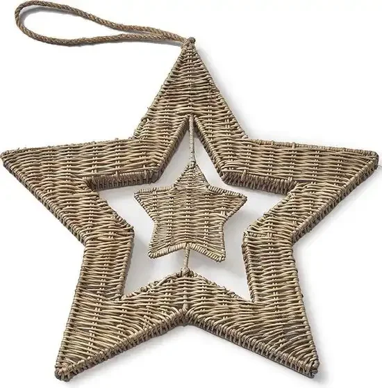 New Item High Quality Star Christmas Hanging Decor Christmas Trees Favorite Product Rattan Bell Decorative Christmas