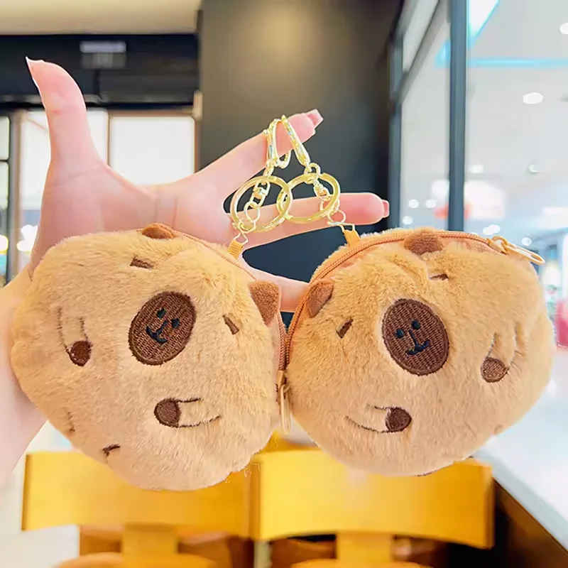 HOT Doll Capybara Plush Coin Purse Keychains Kawaii Stuffed Animals Toys Charm Guinea Pig Mini Wallet Bag Pendant Key Chain