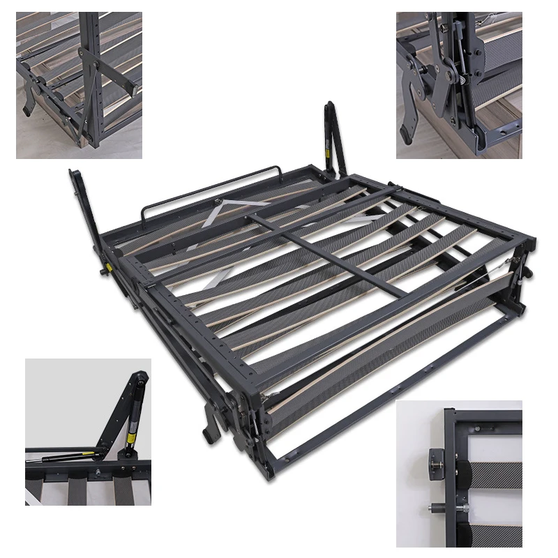 Multifunction Pneumatic Bifold Bed Save Space Gas Spring Rod Silence Heavy Duty Double Fold Invisible Bed for Office Home Loft