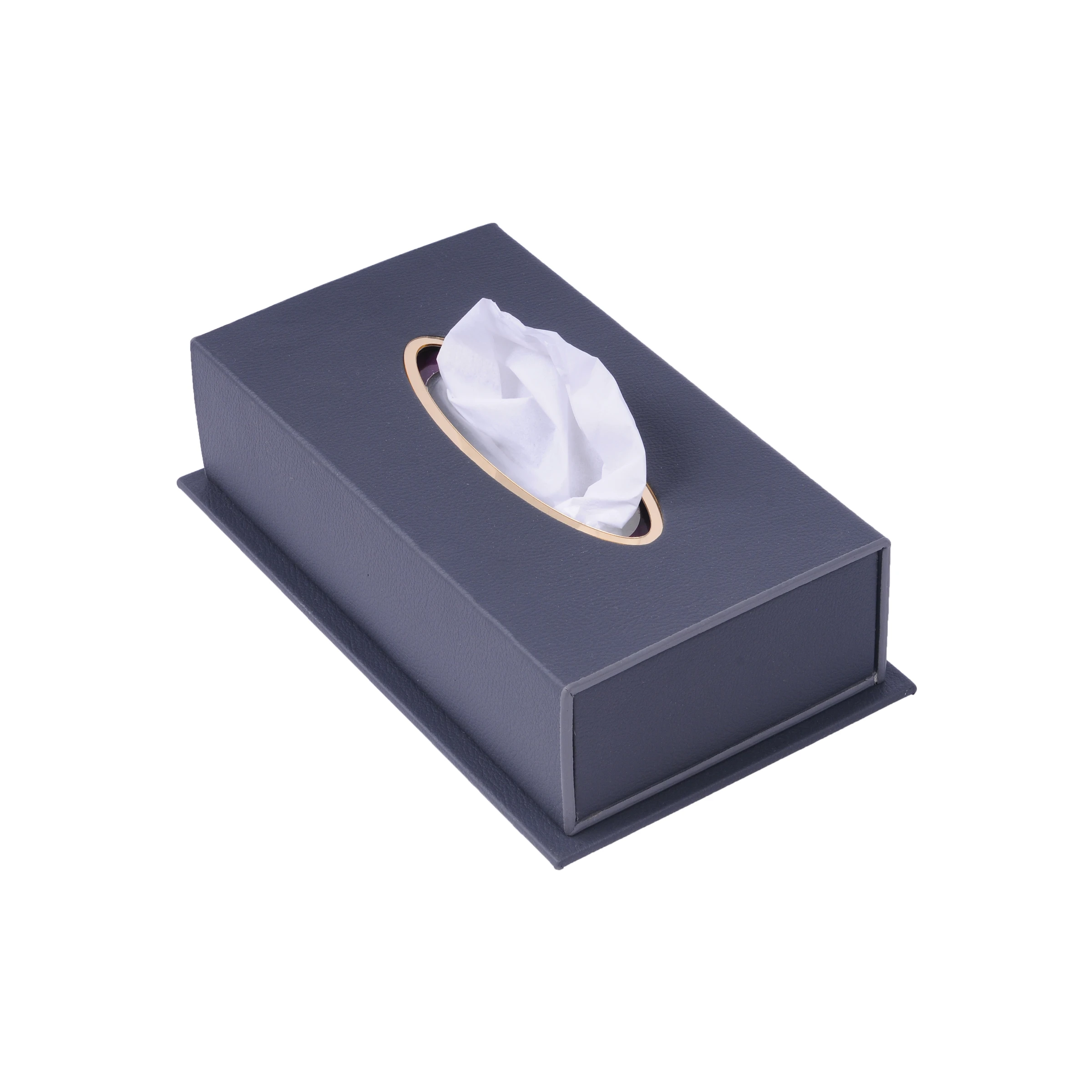 Leather Desk Organizer Tissue Paper and Napkins Dispenser Office Set