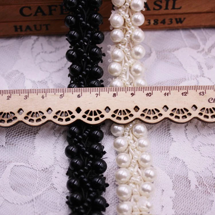 2 см широкая ручная работа отделка бисером жемчужная бисерная кружевная лента «сделай сам» аксессуары бусины кружевное платье из семян для свадебной одежды