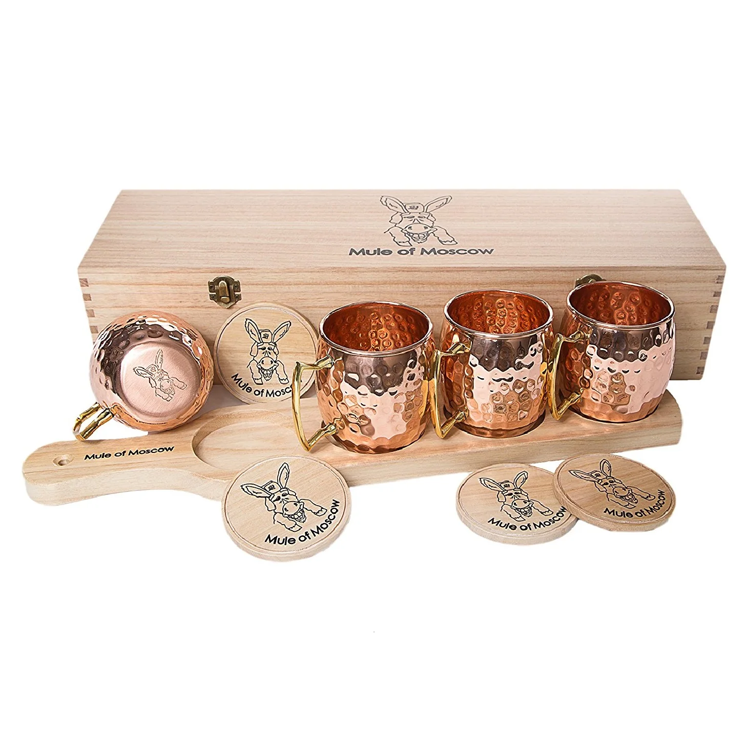 Excellent Quality Moscow Mule Pure Copper Mugs of 2 Pair With Luxury Authentic Brass Handgrip Handle