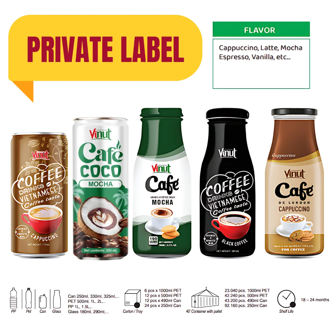 Vanilla Coconut Milk Coffee Drink 250ml VINUT Manufacturer Non GMO, Dairy& Gluten Free, Free Sample, Wholesale Supplier, OEM/ODM