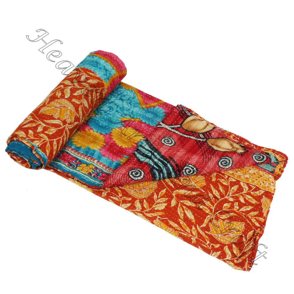 Индийское винтажное Хлопковое одеяло Kantha