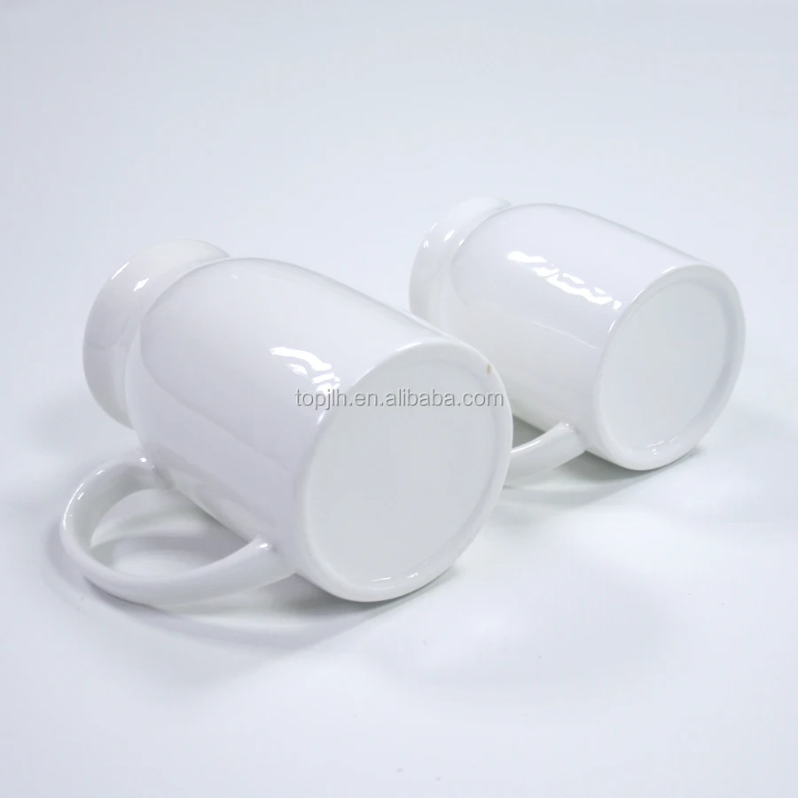 Topjlh Sublimation custom logo good quality white ceramic milk cup for Christmas ceramic tea cup with handle Wholesale