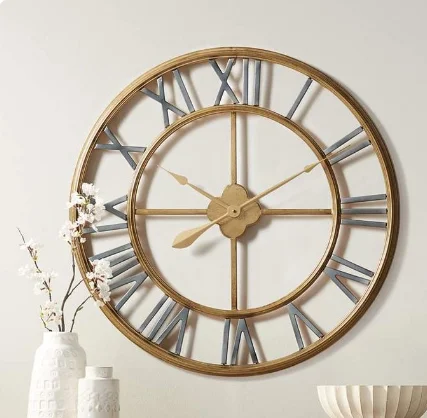 Home Office Round Dial Wall Clock Quartz Gold Polished Clocks Decorative Wedding & Home Decorative Wall Clocks