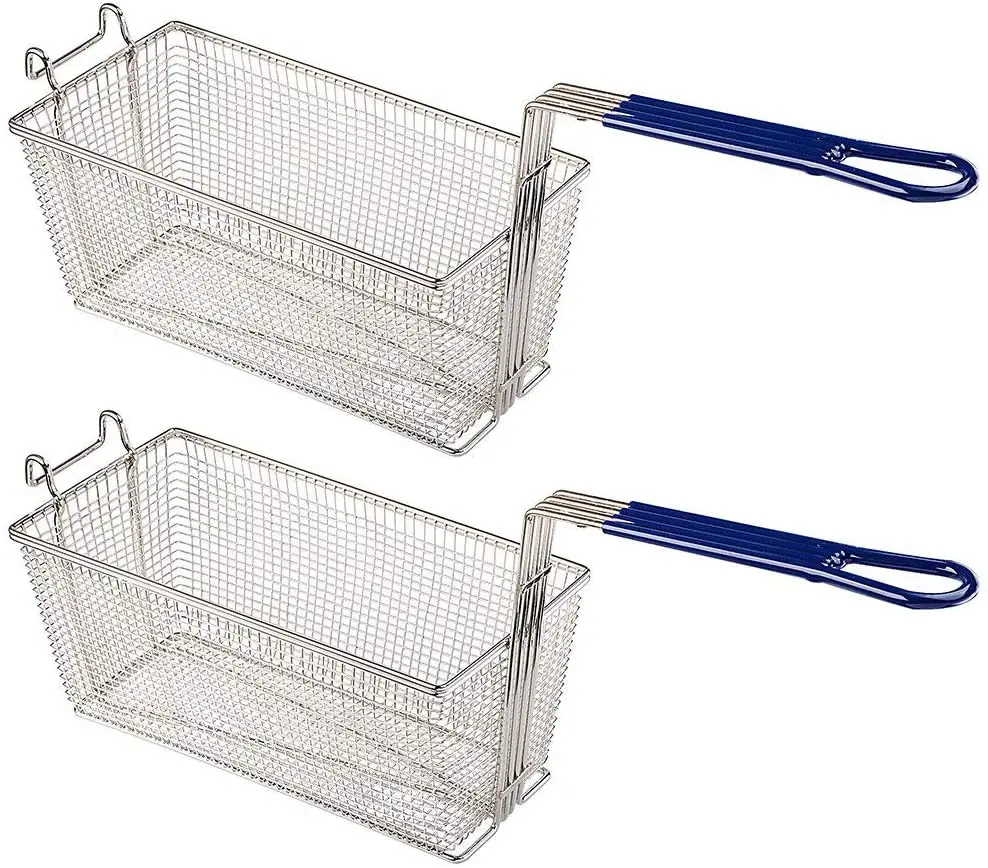 Non-Slip Handle Heavy Duty Nickel Plated Commercial Iron Frying Basket French Fries Wire Mesh Deep Fry Basket