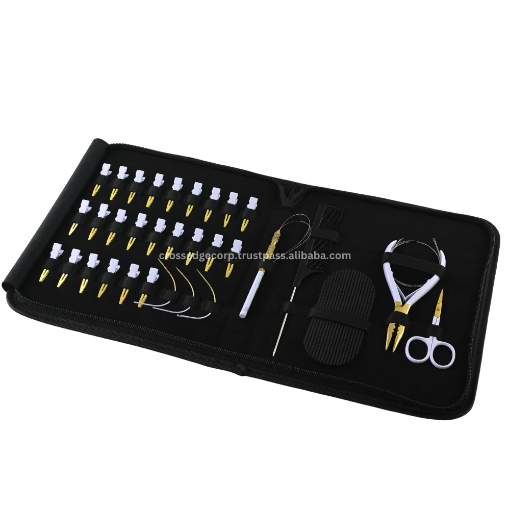 Professional Hair Exrtension Tools Kit  tape hair remover loop brush for wigs root crimper & clips Hair Parting Finger