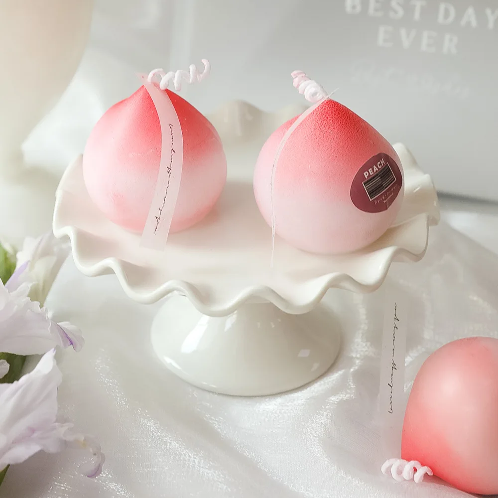 Wholesale Homemade Candle Scented Bubble Peach Fruit Food Cute Aromatherapy Small  Gift Home Decor Cube Soy Wax Candles