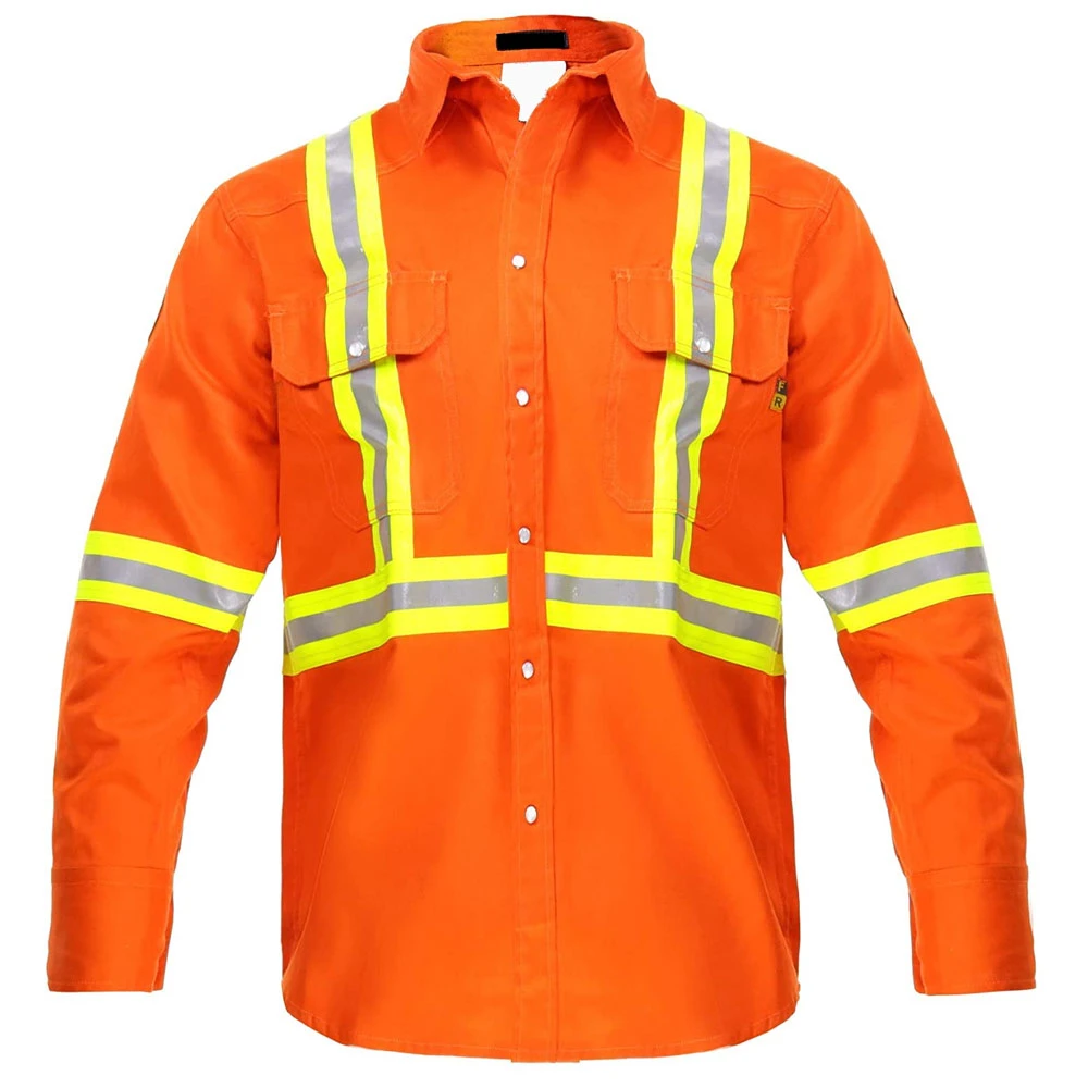 OEM Hi Vis 100% хлопковая рабочая одежда Светоотражающая Рабочая Рубашка с длинными рукавами для обеспечения безопасности работы