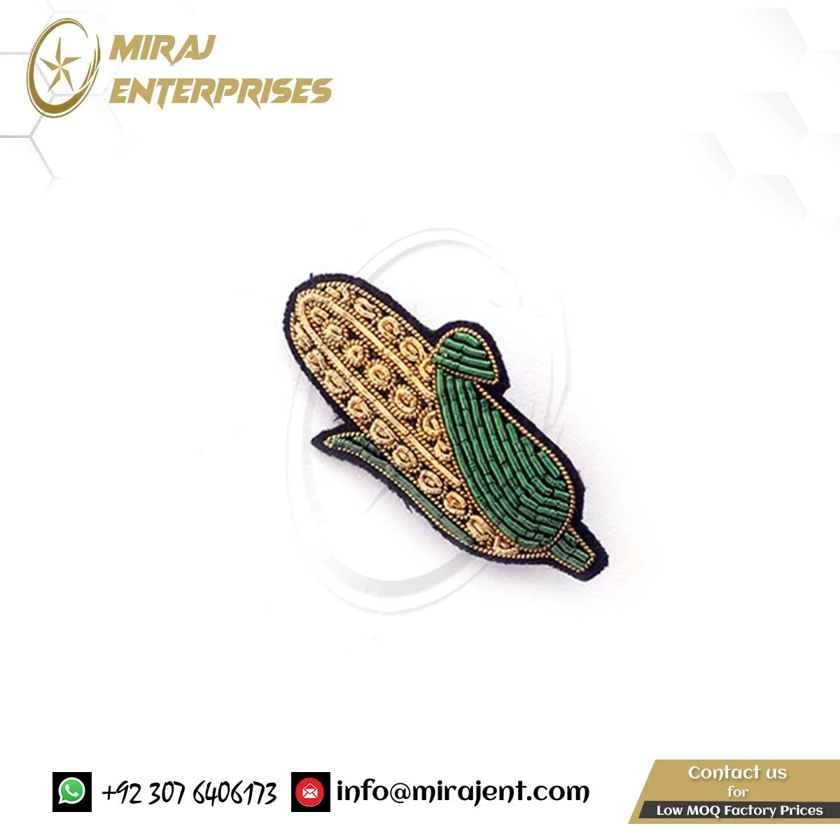 China Motif Creative Brooch Decorative Pins Simple Brooch Corn On The Cob Brooch Hand Embroidery Silk Badges