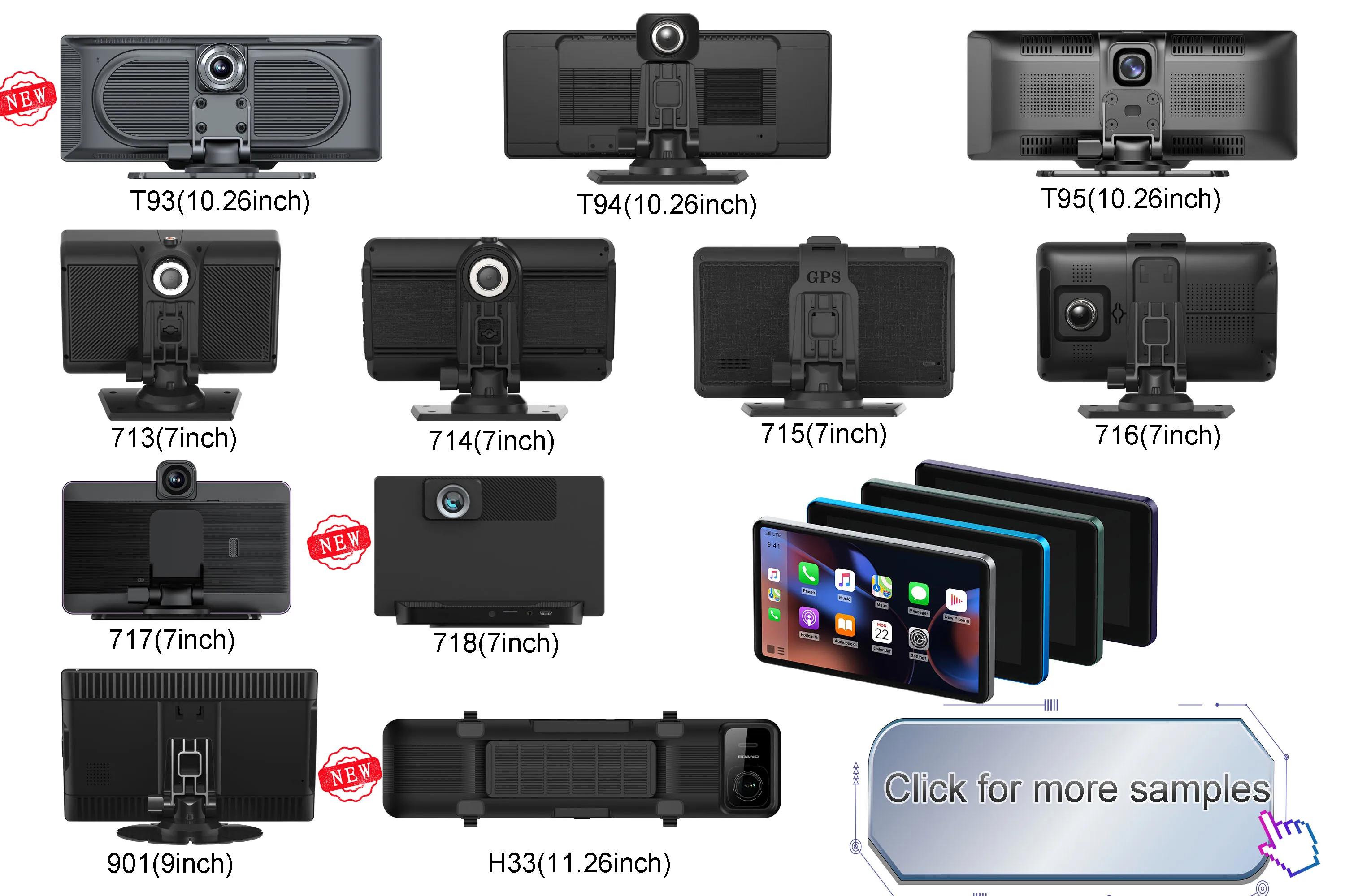 Портативный автомобильный DVD-плеер Carplay Android Auto Dashcam три в одном стерео BT передача звука Smart MP5 плеер экран