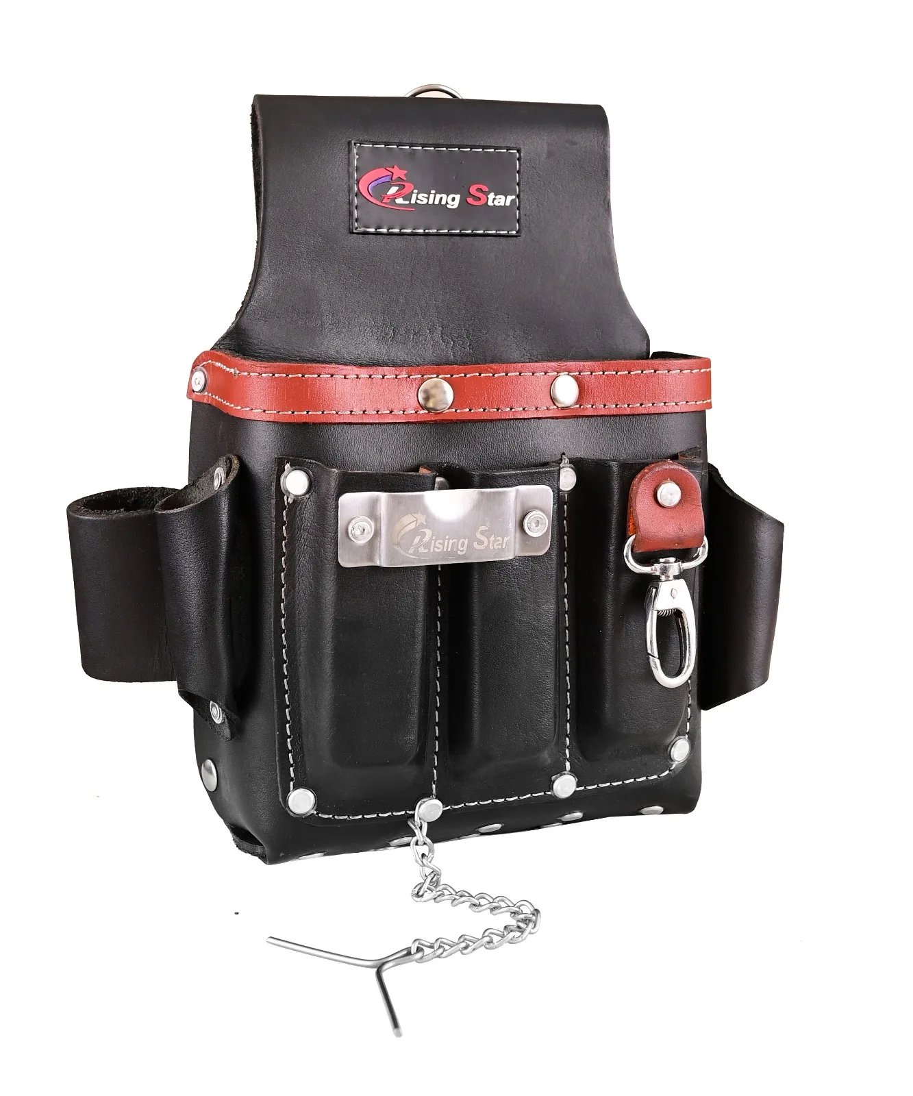 High Quality Electrician Tool Pouch Bag Leather Tool Pouch Silver Green RISING STAR Leather Electrician Tool Pouch Bag