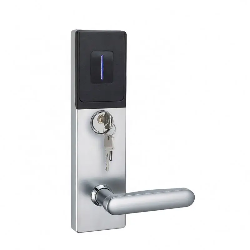 Rfid Hotel Lock System, Rf Card Electronic Fingerprint Door Handle Lock, Smart Hotel Security Door Lock System CN;GUA 8001