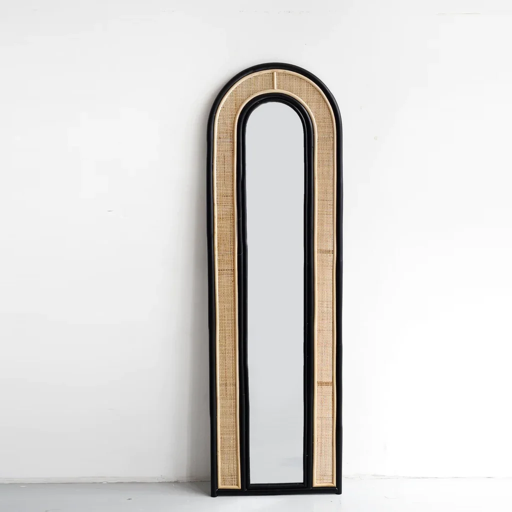 Black arched mirror floor natural full length mirrors