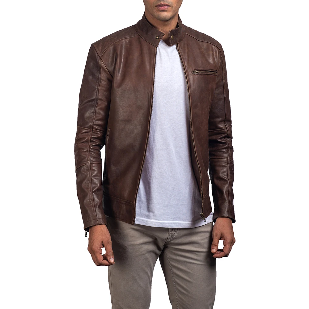 New Design Customized Logo Leather Jacket For Men Breathable High Quality Dean Brown Leather Biker Jacket