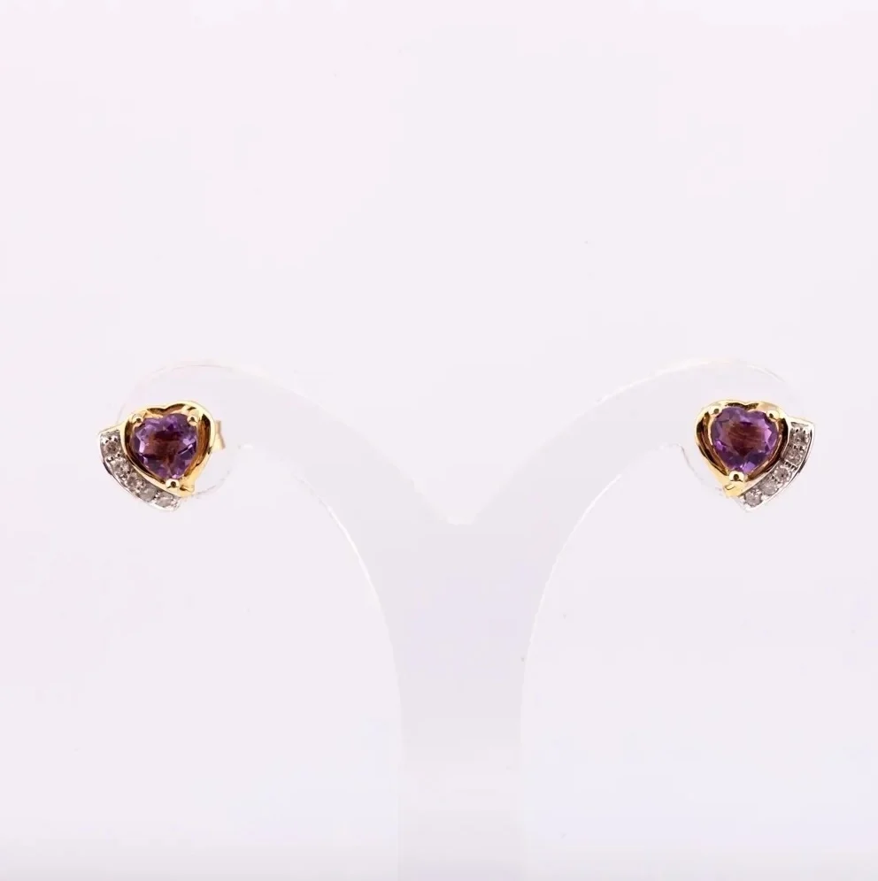 2024 Design cute dark amethyst diamond heart earrings fashion jewelry high quality factory price from Thailand Manufacturer