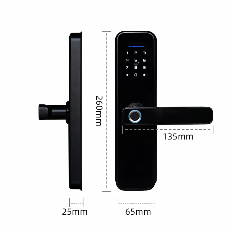 Factory Direct Safety Fingerprint Locks Screen Electronic Finger Touch Handle Home Locker Apartment Ttlock Tuya Smart Door Lock