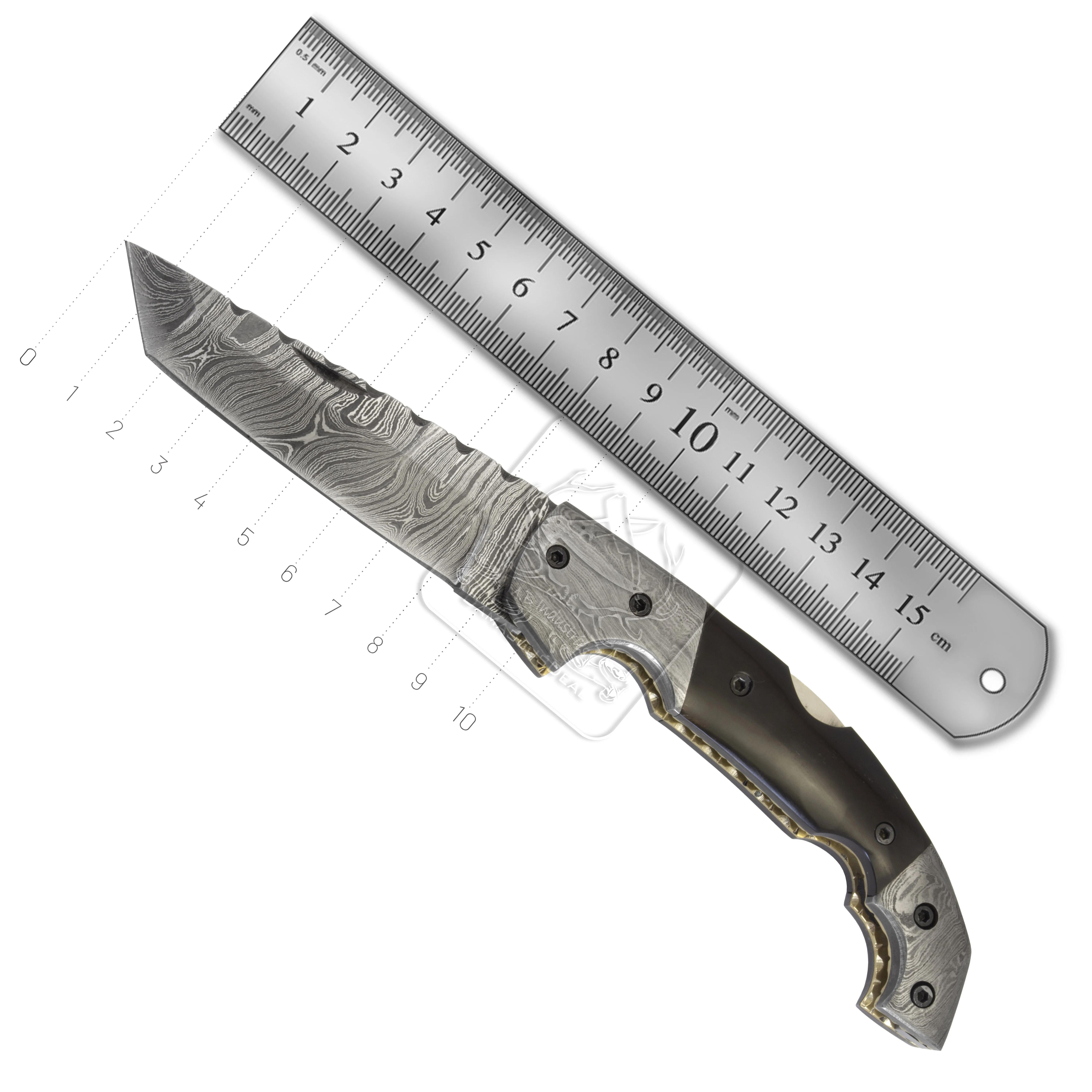 Damascus Steel Folding Knife DD-FK-699 Buffalo Horn Pocket Knife Outdoor Survival Hunting Knife Multi Tool Bushcraft Camping