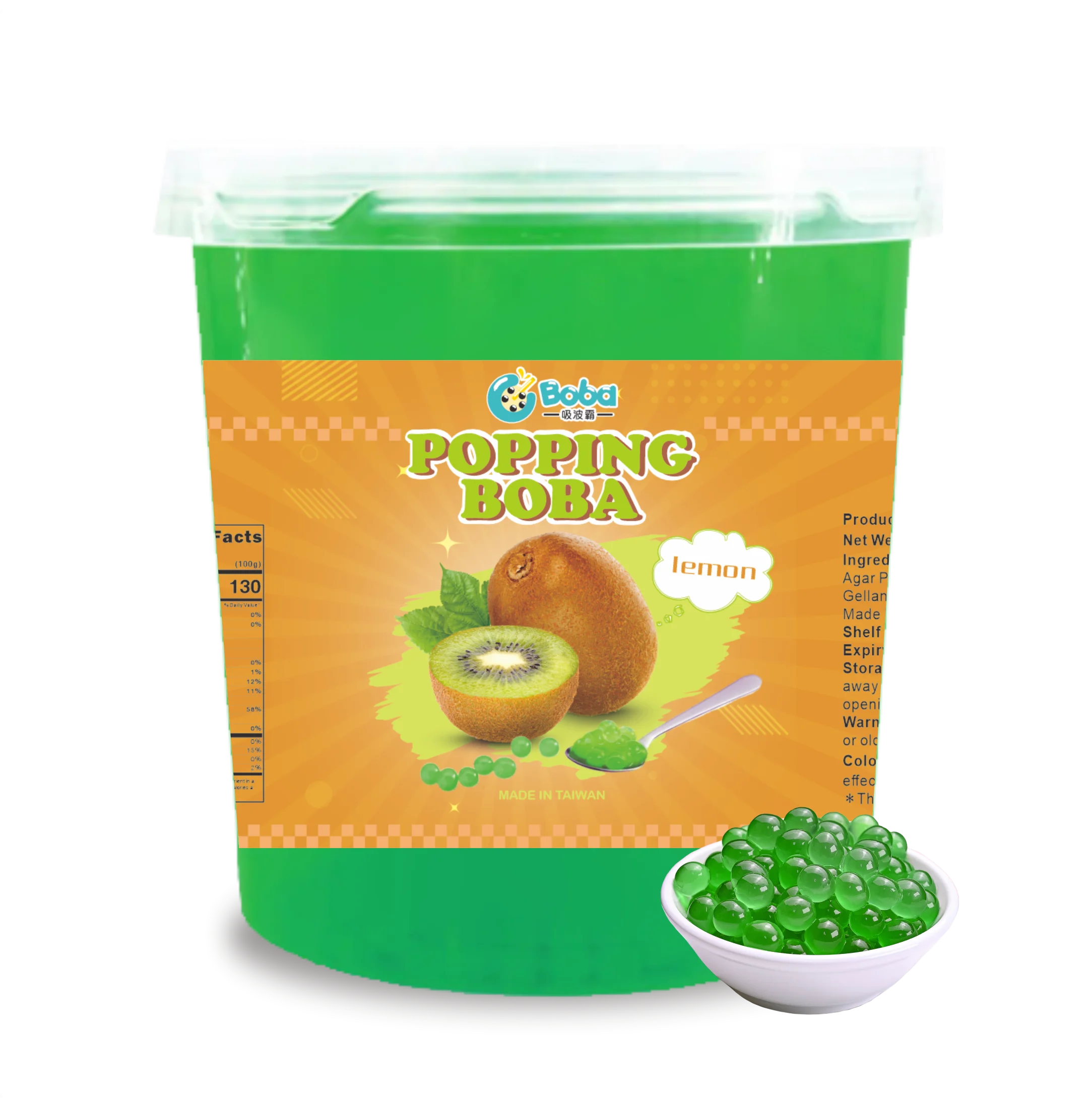 KEIFU Taiwan Kiwi Popping Boba Pearls Bursting Boba Juice Ball 3.2kg for Bubble Tea Shop
