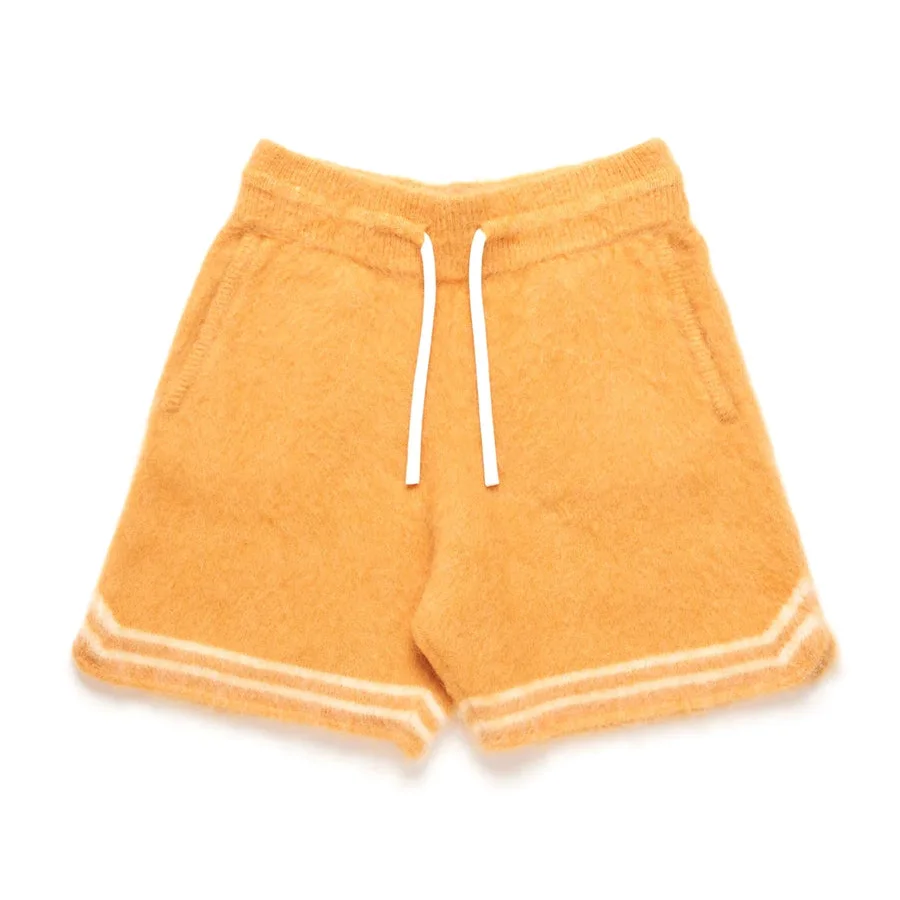 Custom Unisex Mohair Wool Shorts knitted Pants Oversized Below Drawstring Streetwear Fuzzy Kinit Mohair Shorts For Men