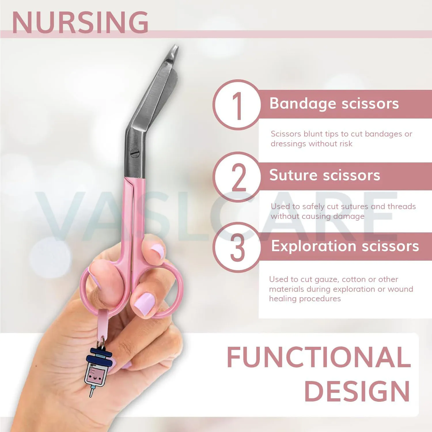 Nurse Scissors Blunt Tip Distinctive Keyring Medical Lister Bandage Scissor Perfect Nurses Scissors for First Aid Vet Students