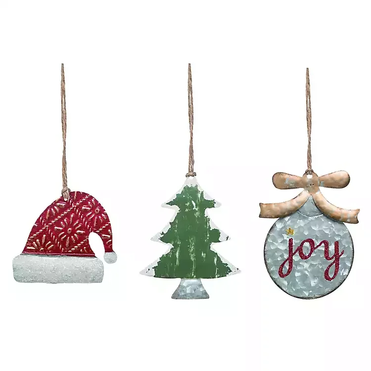 Galvanized Liner Christmas Tree Metal Ornament with Hanging Rope Festive Home Decoration Packed in Box
