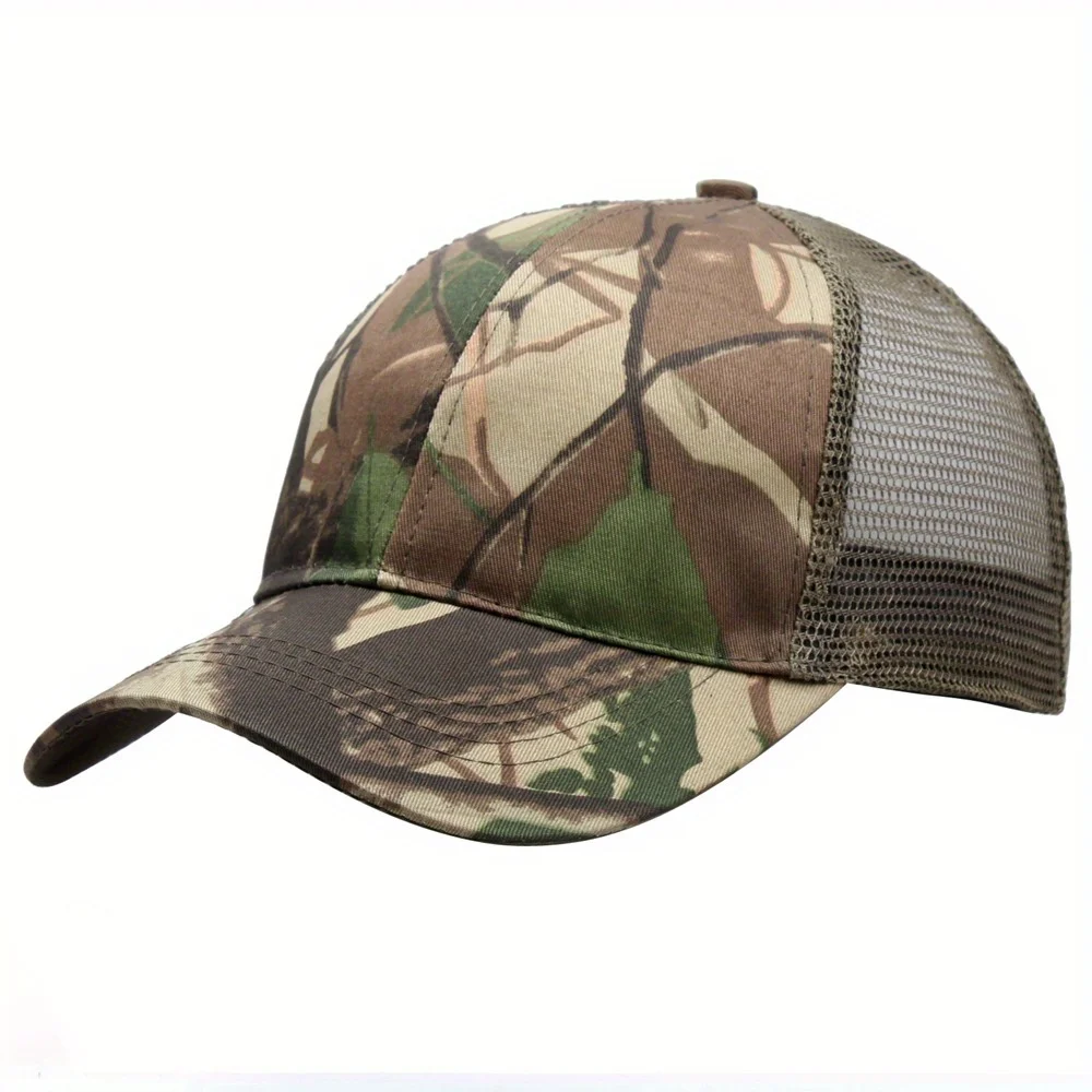 customised Graphic Sombrero de  para hombres y mujeres, de malla de verano, negro, hoja de  camuflaje