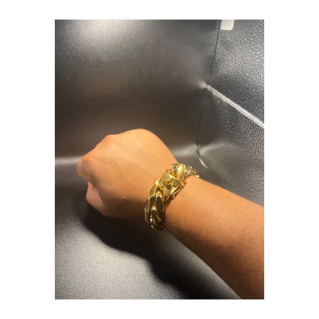 22mm bracelet -heavy -big bracelet-brass -gold plated 5x-18k gold-sterling silver-chunky piece-very heavy jewelryhip hop jewelry