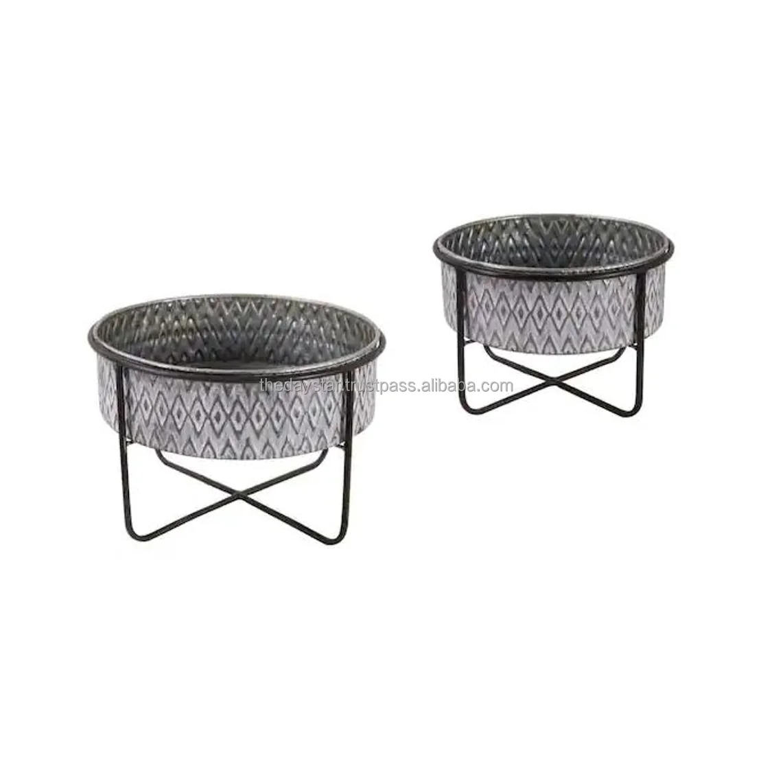 Premium Quality Customizable Metal Embossed Decorative White Planter Indoor/Outdoor Nursery Home Flower Pot for Garden Decor