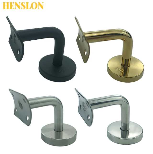 Stainless steel stair handrail bracket accessories wall holding arc flat tube support  fixed hardware