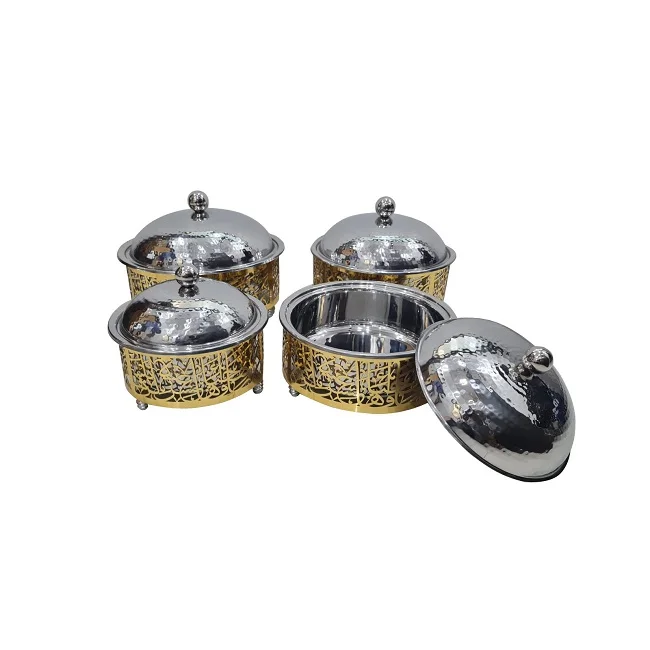 Набор декоративных сервировочных горшков ручной работы из 3 тисненых дизайнерских для домашнего отеля ресторана свадебной вечеринки сервировочный горшок