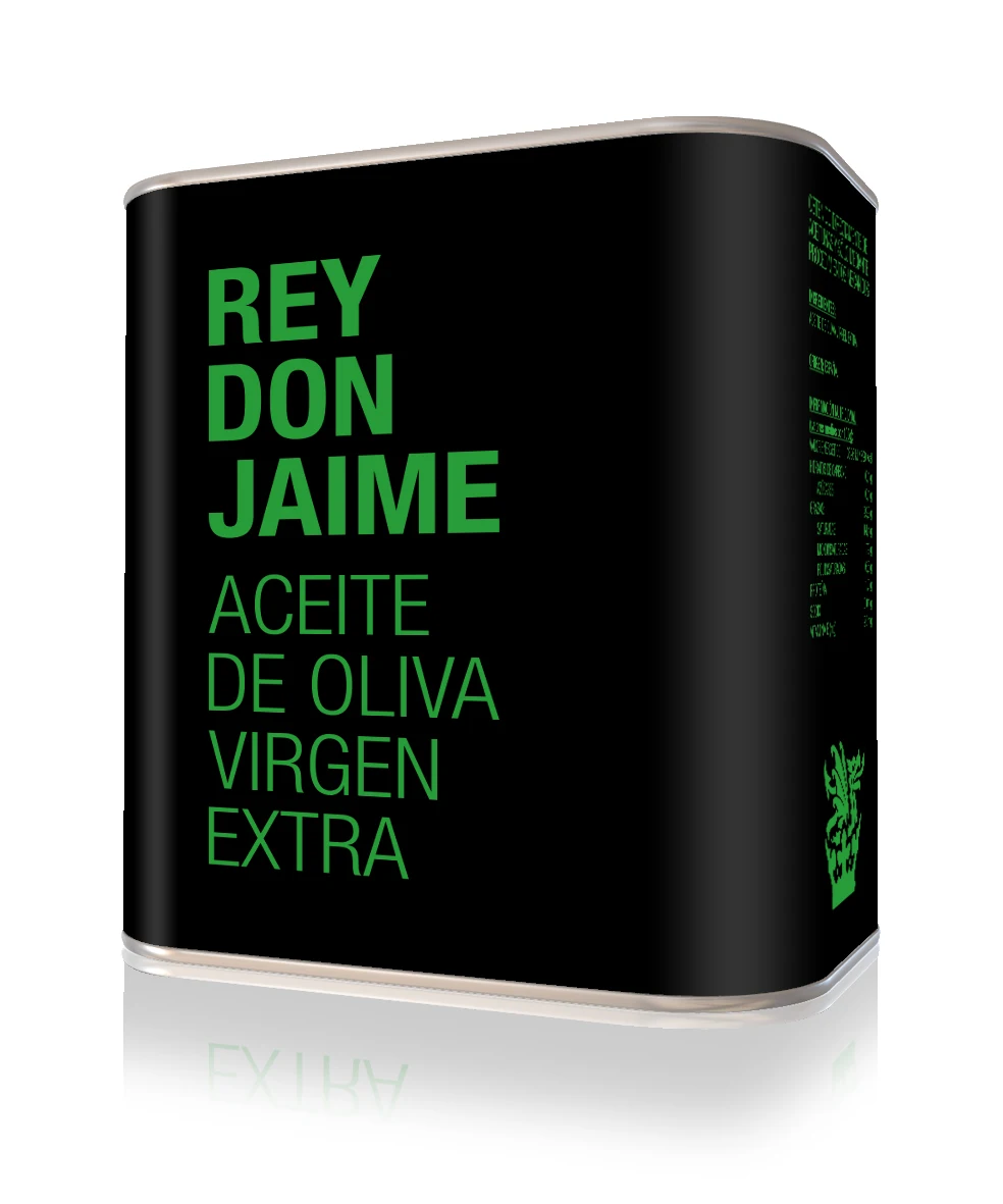 premium spanish cold pressed extra virgin olive oil in lithographed tin for dressing and cooking