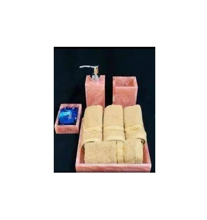 Top selling resin bathroom set Toilet Decor Bathroom Set luxury design 4 Pieces resin pink Bathroom Accessories Set