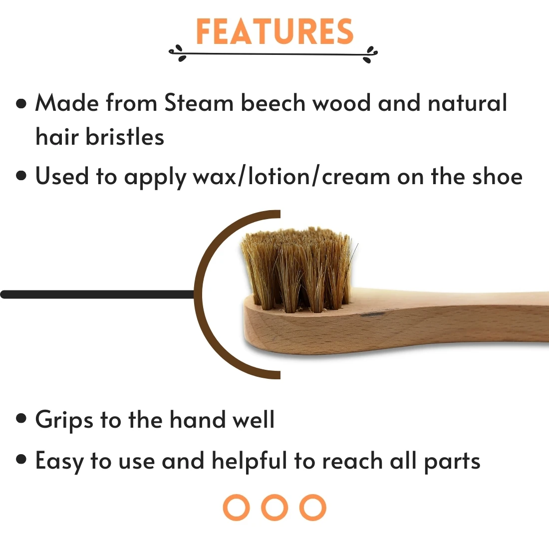 Elevate your shoe game to a new level of shine with our Natural Hair Polish Applicator Brush