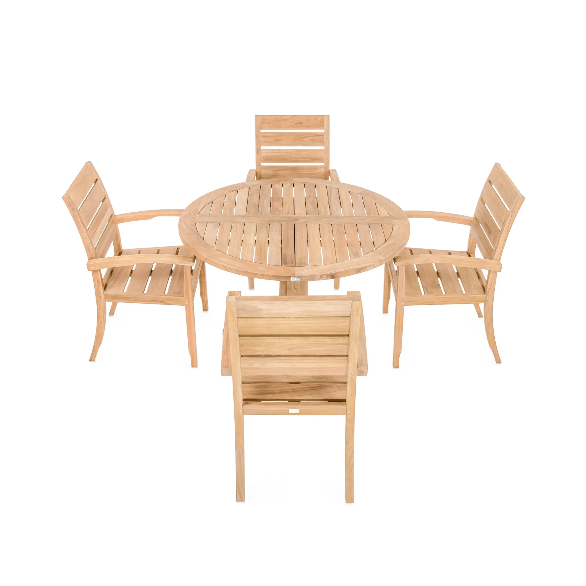 Solid Teak Wood Round Garden Dining Table Set Furniture for 4 People Premium Quality Customized Size