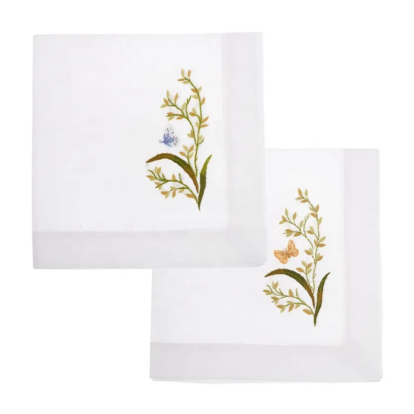 Embroidery Cotton Placemat & napkin Set 100% Cotton White Color Custom Design Animal,plant wild For Sale
