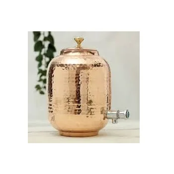 wholesale cheap100% Ayurveda Copper Hammered Water Pot / Healing Water Storage Tank With Copper Hammered Serving Glasses